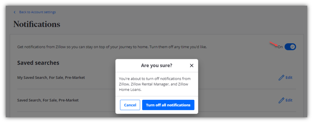 Zillow Turn Off All Notifications