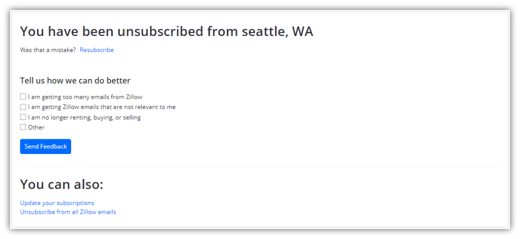 How to Stop Zillow Emails Unsubscribe from all Zillow Emails