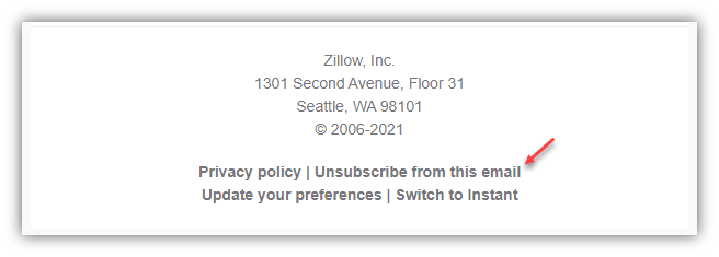 Zillow Unsubscribe Using Email Link